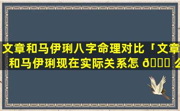 文章和马伊琍八字命理对比「文章和马伊琍现在实际关系怎 🐘 么样」